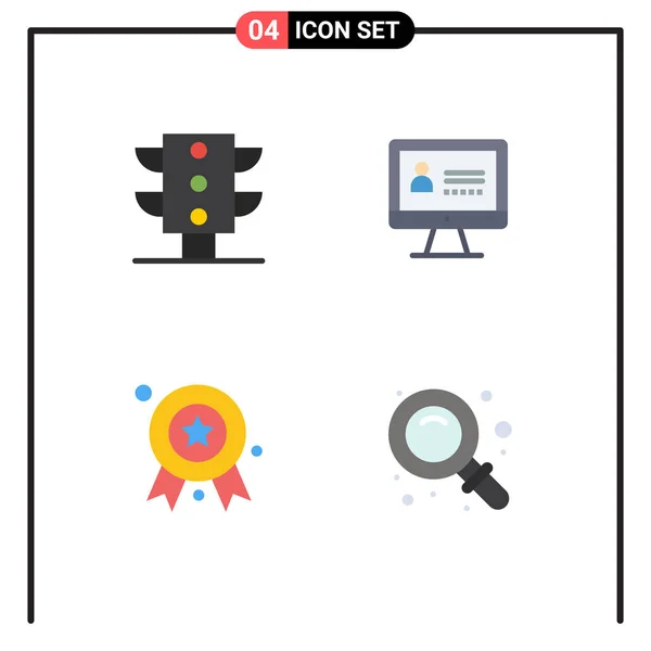 Stock Vector Icon Pack Line Segni Simboli Luce Badge Computer — Vettoriale Stock