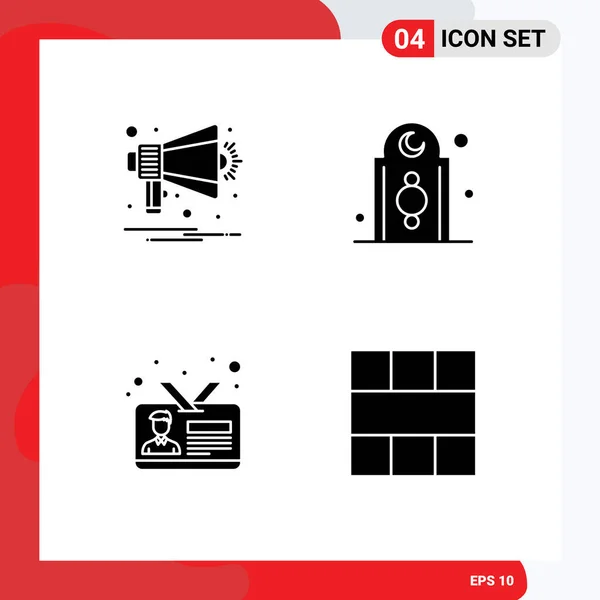 Pictogram Set Simple Solid Glyphs Announcement Business Notification Islam Editable — 스톡 벡터