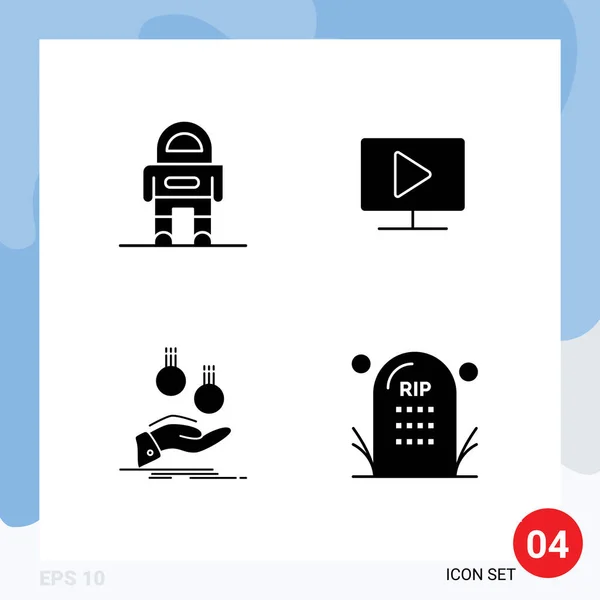 사용자 인터페이스 Solid Glyph Pack Modern Signs Symbols Astronaut Hand — 스톡 벡터