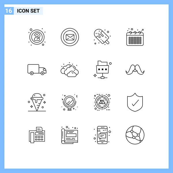 Set Modern Icons Symbols Signs Office Event Candy Calendar Sweets — Stock Vector