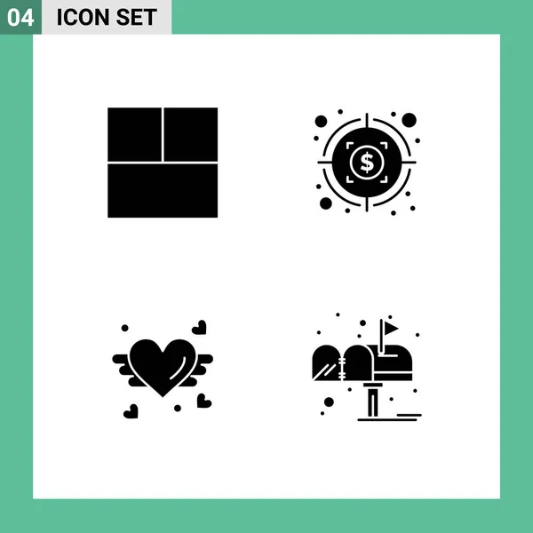 Universal Icon Symbols Group Modern Solid Glyphs Grid Box Profit — Stock Vector