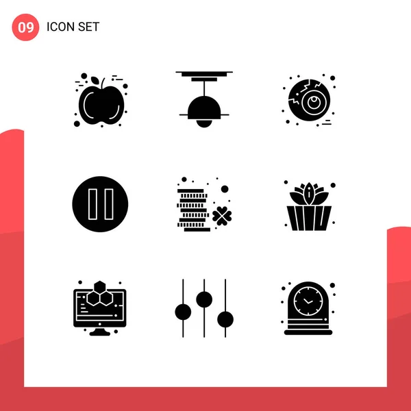 Set Modern Icons Sysymbols Signs Patrick Irish Eye Ireland Pause — Archivo Imágenes Vectoriales