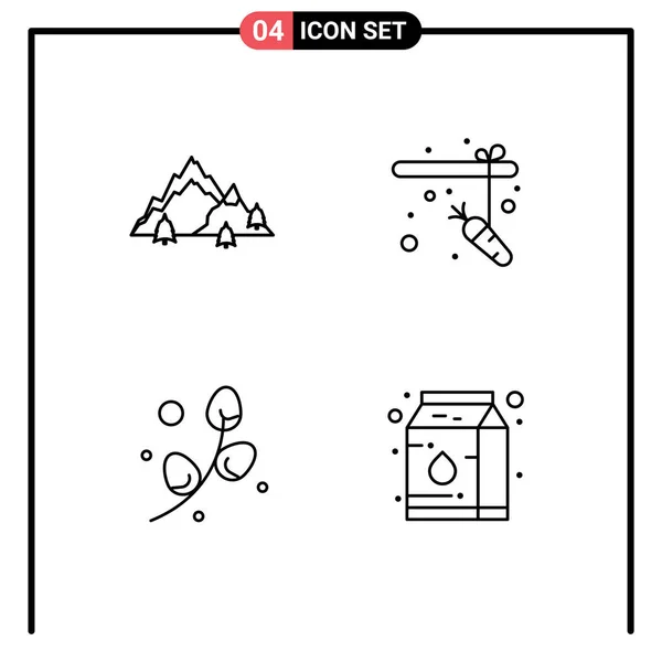 2014 Mobile Interface Line Set Pictograms Mountain Egg Nature Fishing — 스톡 벡터