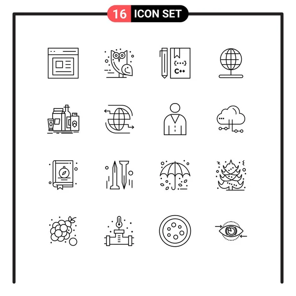 开发可编辑向量设计元素的16个通用符号的概要包 — 图库矢量图片
