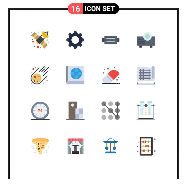 User Interface Flat Color Pack Modern Signs Sysymbols Meteorite Meteorite — Archivo Imágenes Vectoriales