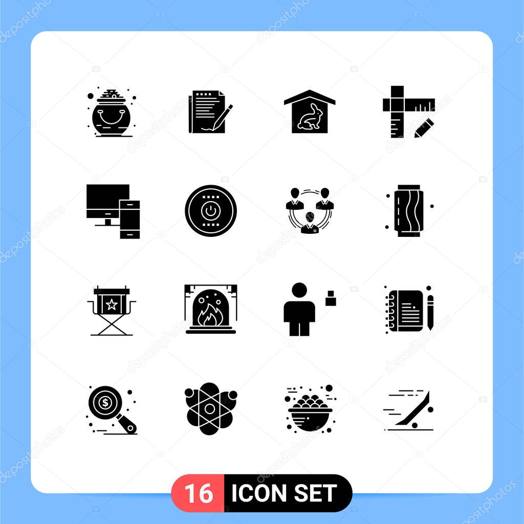 Modern Set of 16 Solid Glyphs and symbols such as computer, geometry, layout, education, easter Editable Vector Design Elements