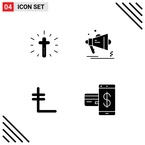 Stock Vector Icon Pack Mit Zeilenzeichen Und Symbolen Zum Feiern — Stockvektor