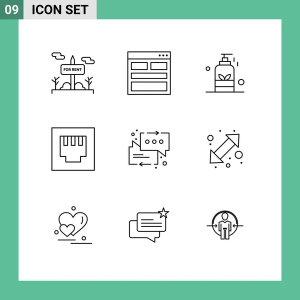 Set Modern Icons Sysymbols Signs Messages Port Info Ethernet Spa — Archivo Imágenes Vectoriales