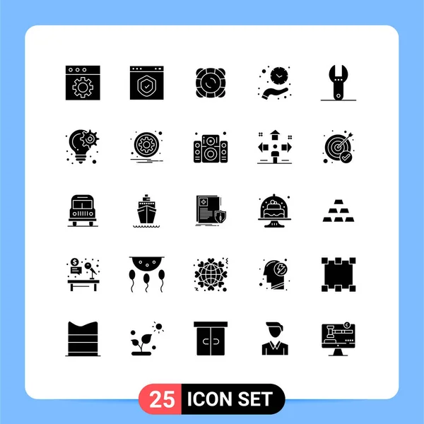 Conjunto Icones Modernos Símbolos Sinais Para Controle Tempo Proteção Espera — Vetor de Stock