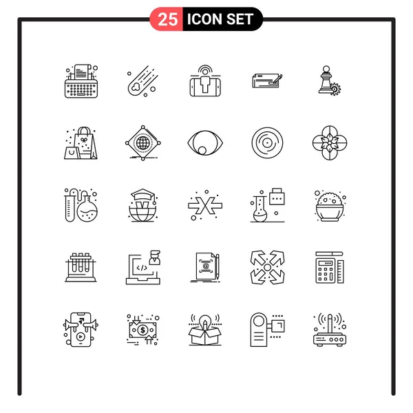 Set Modern Icons Symbols Signs Chess Finance User Business Bank — Stock Vector