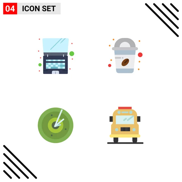 Piso Icon Pack Símbolos Universales Computadora Tecnología Café Área Escuela — Vector de stock