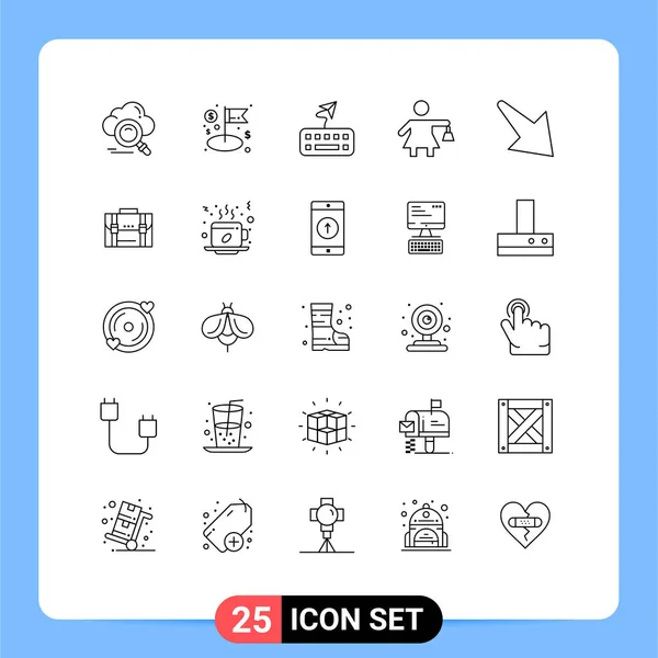 Conjunto Icones Modernos Símbolos Sinais Para Direita Seta Gestão Mulher —  Vetores de Stock