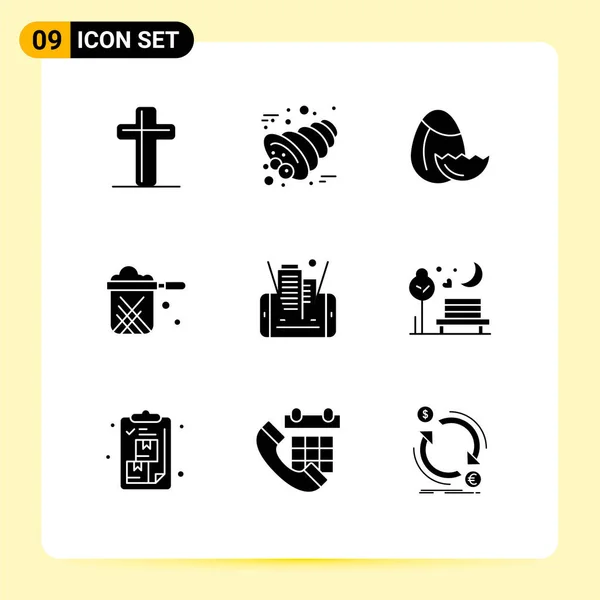 Universal Icon Symbols Group Modern Solid Glyphs Cell Stewpot Egg — Stockový vektor