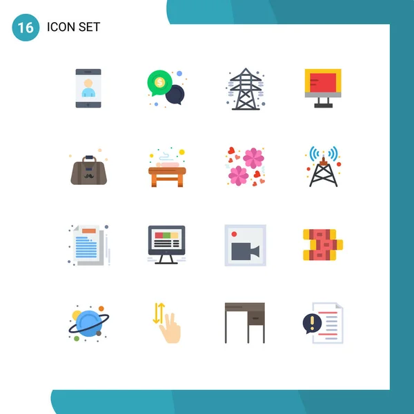 Interface Usuário Flat Color Pack Modern Signs Symbols Dad School —  Vetores de Stock