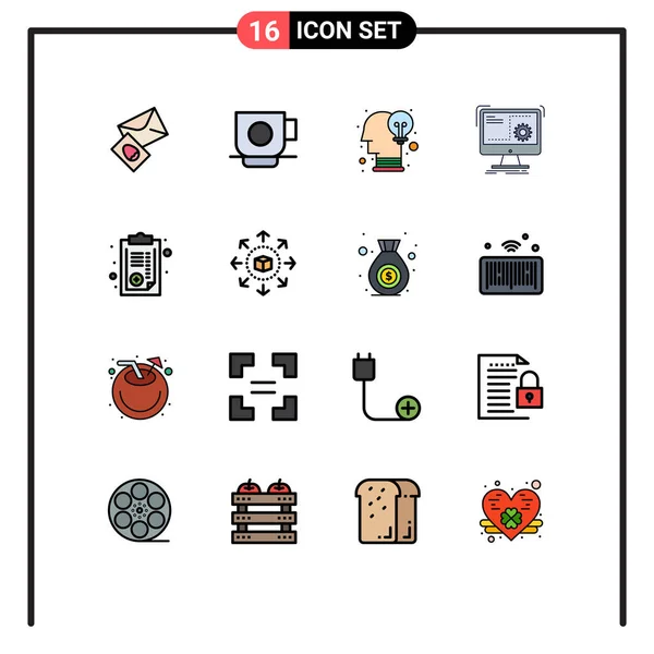 Universal Icon Symbols Group Modern Flat Color Plné Řádky Dokumentu — Stockový vektor