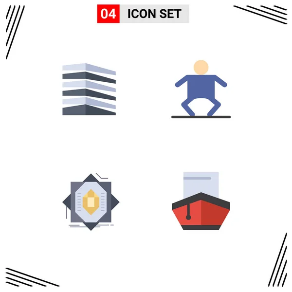 Modern Set Flat Icons Pictograph Building Core Real Human Formation — Vector de stock