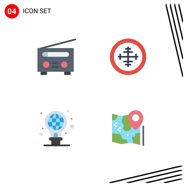Group Modern Flat Icons Set Device Protection User Military Light — Stock Vector
