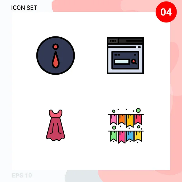 Set Modern Icons Sysymbols Signs Circle Girl Internet Website Celebration — Vector de stock