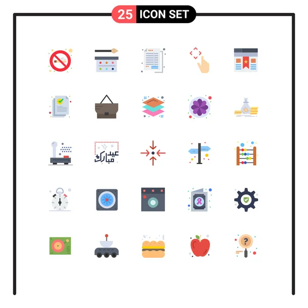 Mobile Interface Flat Color Set Pictograms Bookmark Gestures Accounting Bookkeeping — 스톡 벡터