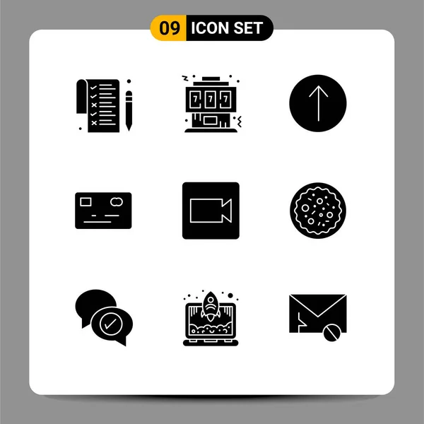 イタリア料理 レコード カメラ お金の9創造的なアイコン現代的な記号とシンボル編集可能なベクトルデザイン要素 — ストックベクタ