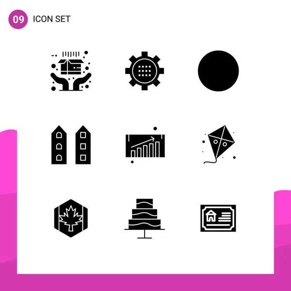 Stock Vector Icon Pack Mit Zeilenzeichen Und Symbolen Für Diagramm — Stockvektor