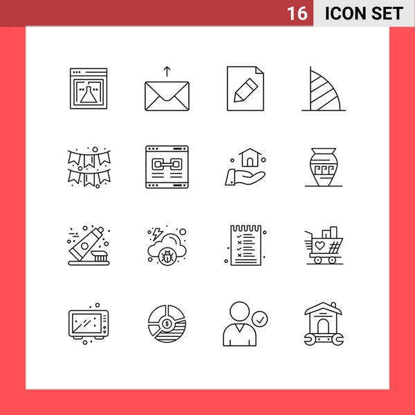 Universal Icon Symbols Groep Van Moderne Contouren Van Vlag Viering — Stockvector