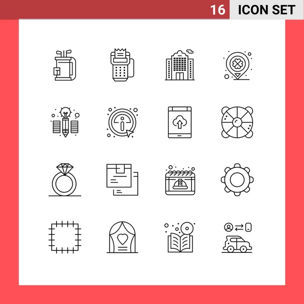 Pictogram 16の簡単な概要創造的な 家の編集可能なベクトルデザイン要素のセット — ストックベクタ