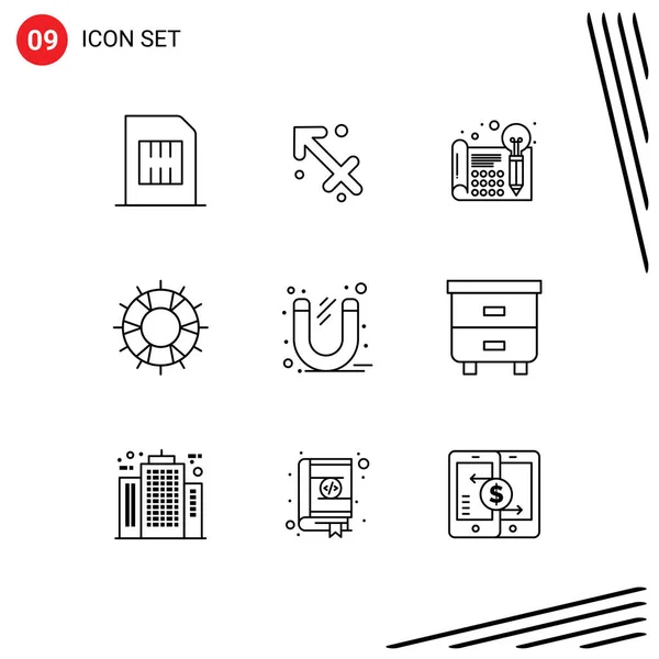 User Interface Outline Pack Van Moderne Tekens Symbolen Van Redden — Stockvector