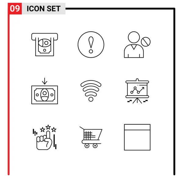 Icônes Créatives Signes Symboles Modernes Graphique Servics Interface Wifi Encaissement — Image vectorielle