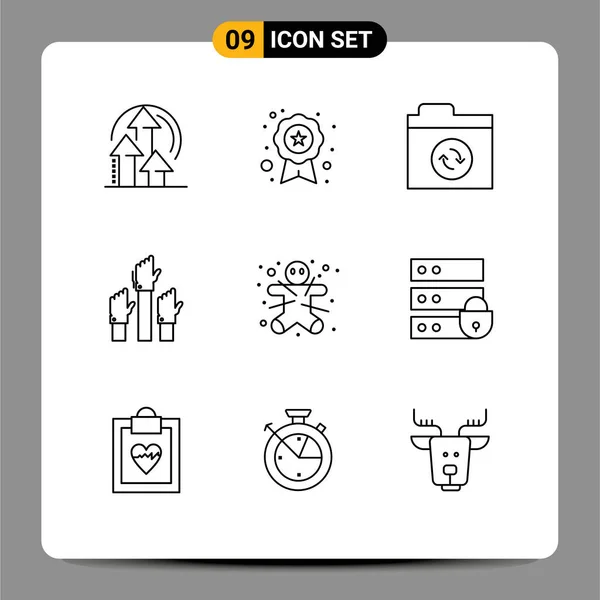 Modern Set Outlines Pictograph Ginger Intent Files Employee Business Editable — Stock Vector