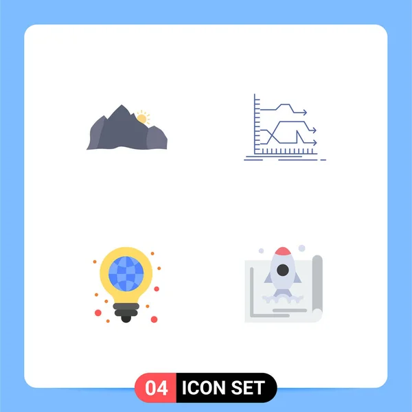 Creative Icons Modern Signs Symbols Hill Prediction Mountain Forward Bulb — Stock Vector
