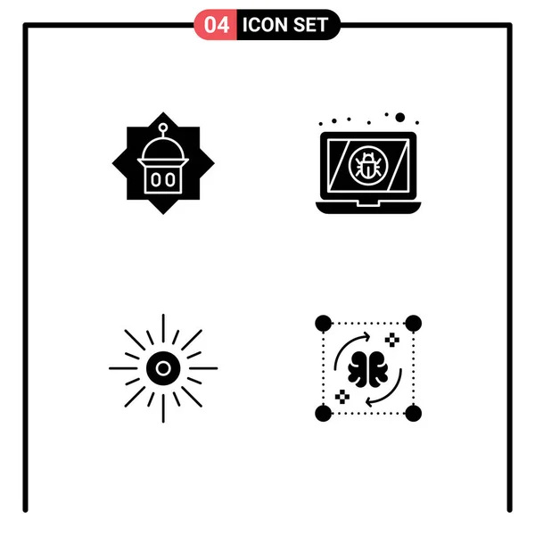 Felhasználói Felület Szilárd Glyph Pack Modern Jelek Szimbólumok Mecset Nap — Stock Vector
