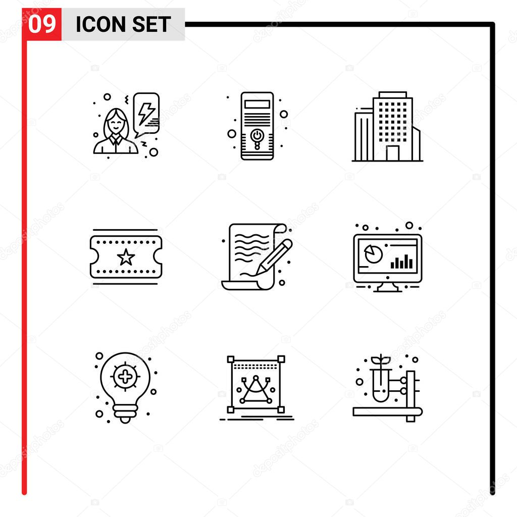 Pictogram Set Of 9 Simple Outlines Of File Arts Building Art Film Tickets Editable Vector Design Elements Premium Vector In Adobe Illustrator Ai Ai Format Encapsulated Postscript Eps Eps Format