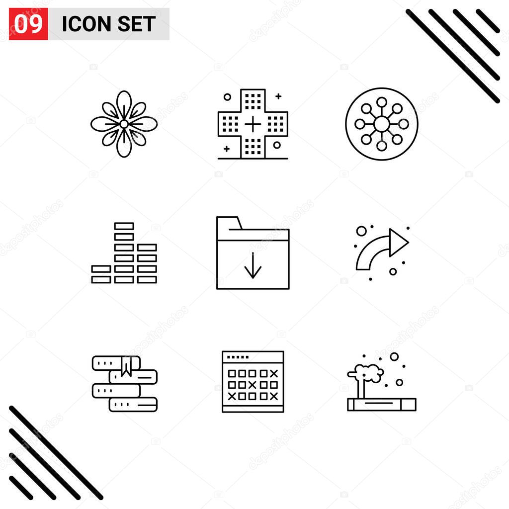 9 Creative Icons Modern Signs and Symbols of player, laboratory, form, chemistry, biology Editable Vector Design Elements