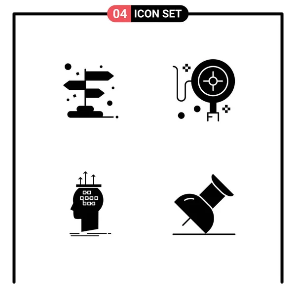 Universal Icon Symbols Group Modern Solid Glyphs Arrow Conclusion Pointer — 스톡 벡터