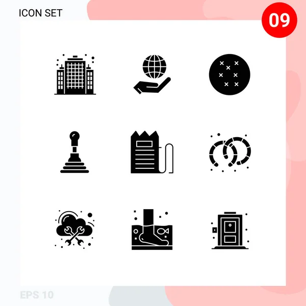 Mobile Interface Solid Glyph Set Pictograms Hoops Price Car Payment — Stockový vektor