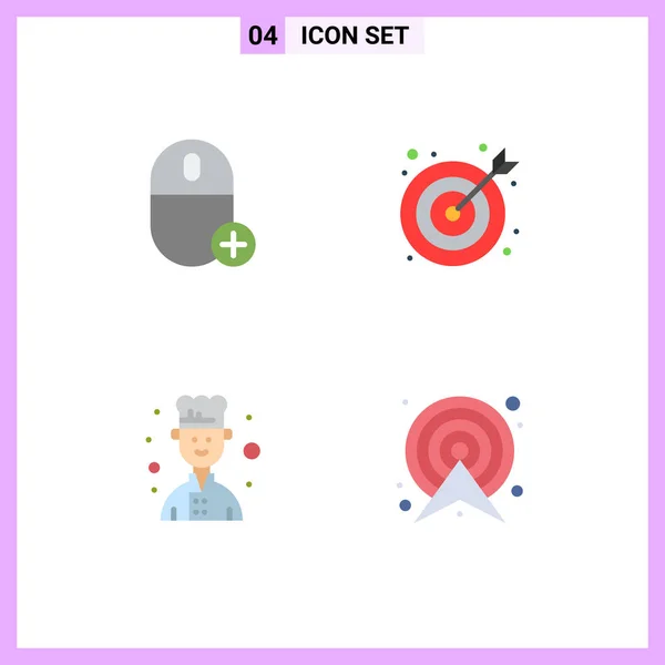 Set Commercial Flat Icons Pack Add Chef Gadget Center Arrow — Archivo Imágenes Vectoriales
