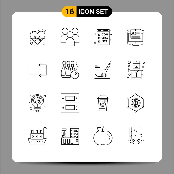 Universal Icon Symbols Group Modern Outlines Web Marketing Team Conversion — Stock Vector
