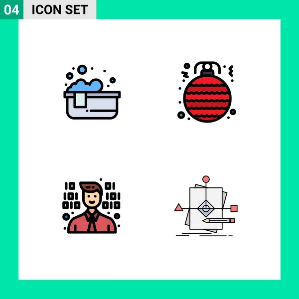Icône Vectorielle Stock Paquet Signes Symboles Ligne Pour Baignoire Programmeur — Image vectorielle