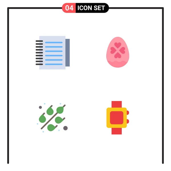 Set Commercial Flat Icons Pack Note Food Paper Heart Hand — Vetor de Stock