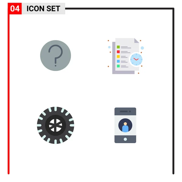 Mobile Interface Flat Icon Set Pictograms Basic Car Mark Management — Stockový vektor