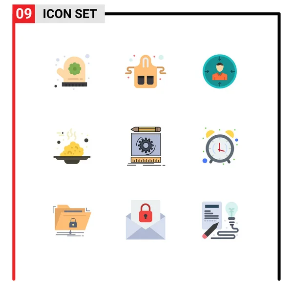 Warna Flat Antarmuka Bergerak Set Dari Pictogram Makanan Sarapan Target - Stok Vektor