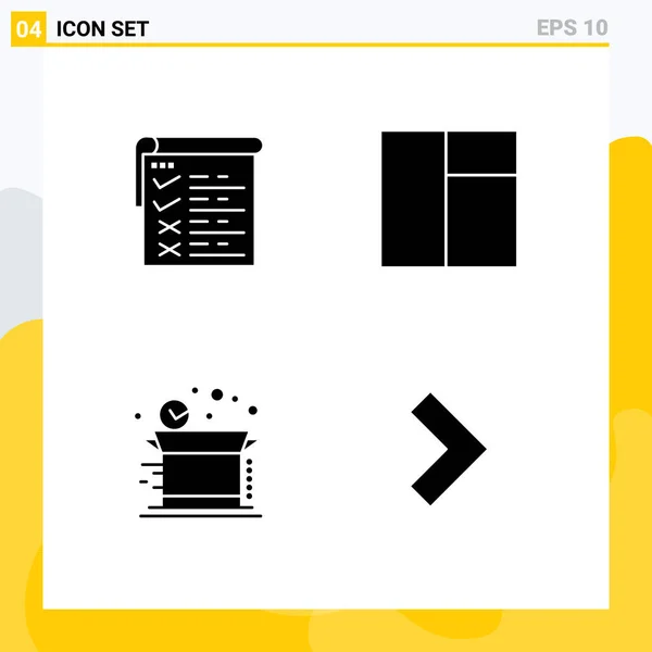 Mobil Arayüz Katı Glifi Pictogram Kontrol Listesi Gönderim Kutu Sağ — Stok Vektör