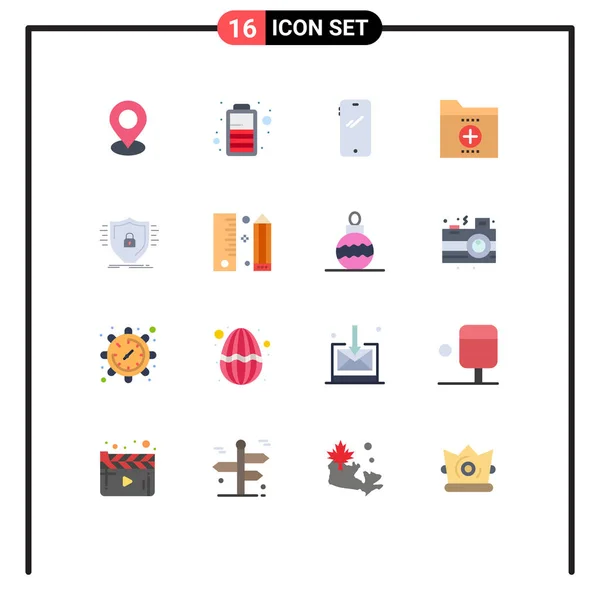 Interface Usuário Flat Color Pack Modern Signs Symbols Defence Folder — Vetor de Stock