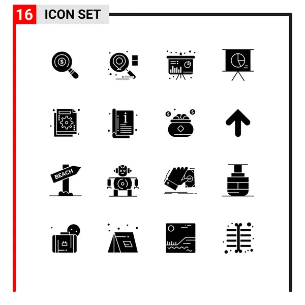 Set Van Moderne Pictogrammen Symbolen Tekenen Voor Grafiek Analyse Presentatie — Stockvector