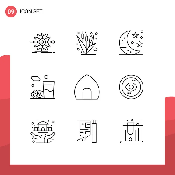 Stock Vector Icon Pack Mit Zeilenzeichen Und Symbolen Für Kareem — Stockvektor