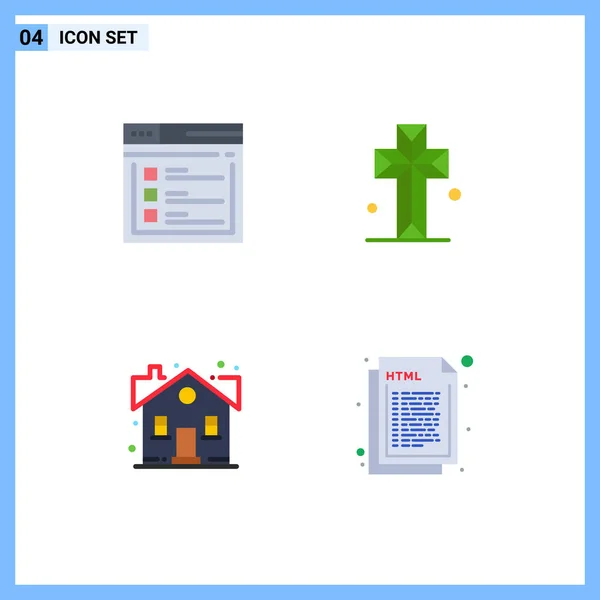 Ícones Planos Vetores Temáticos Símbolos Editáveis Internet Construção Site Igreja —  Vetores de Stock