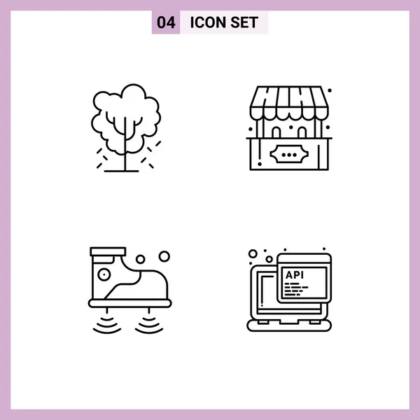 Stock Vector Icon Pack Mit Linienzeichen Und Symbolen Für Baum — Stockvektor