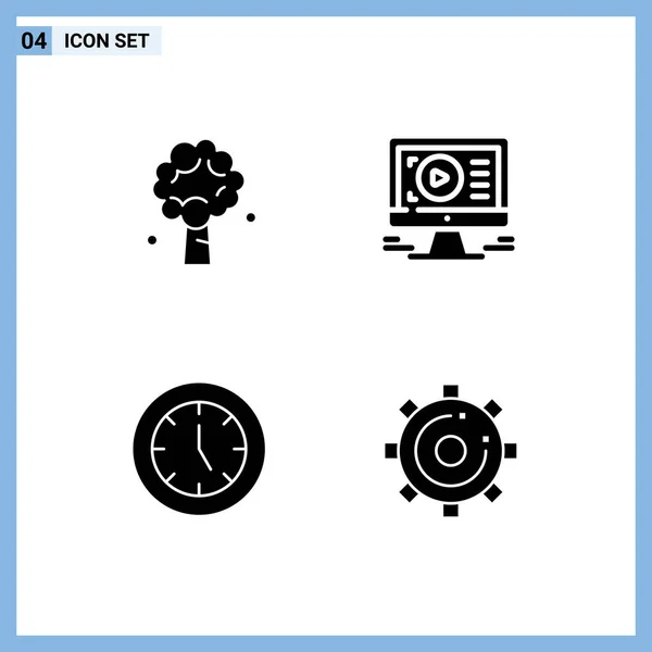 Creative Icons Modern Signs Sysymbols Tree Clock Nature Play Electronics — Vector de stock