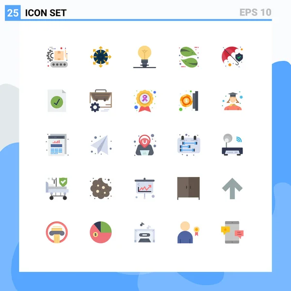 ユーザーインターフェイス25の基本的なフラットカラーの傘 葉のパック編集可能なベクトルデザイン要素 — ストックベクタ